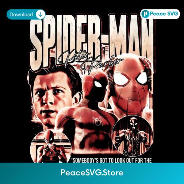 Retro Spider Man Tom Holland Peter Parker Oversized Marvel Graphic PNG