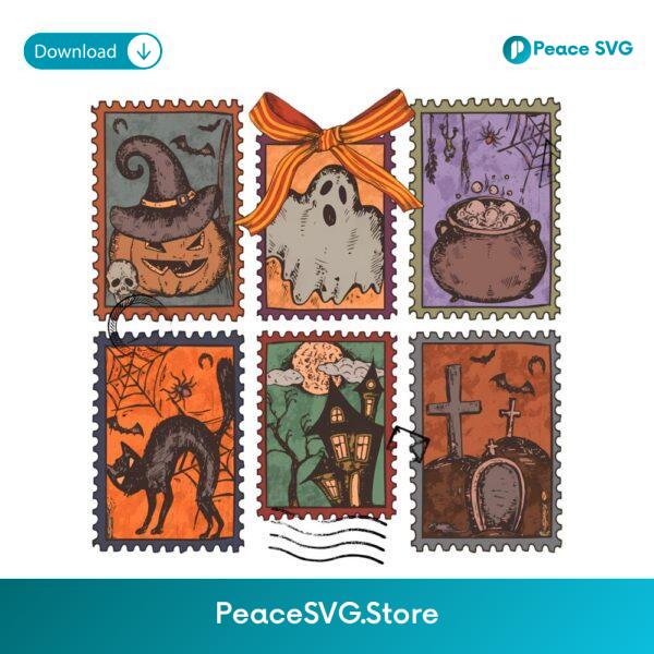 Retro Spooky Halloween Stamp PNG