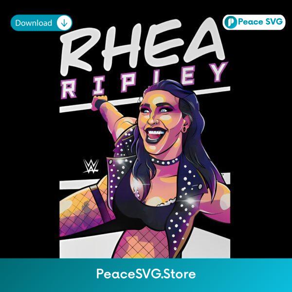 Rhea Ripley Cartoon Style Wrestling Pop Art Purple Graphic PNG