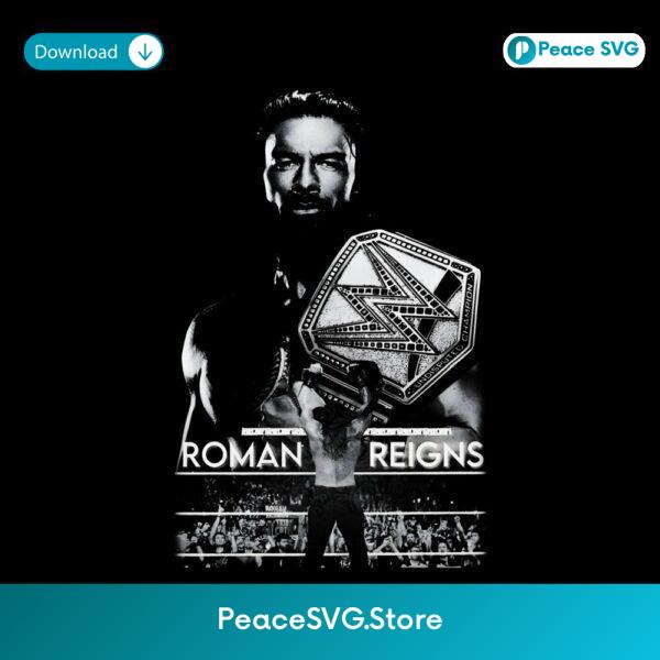 Roman Reigns Wwe Champion Black And White Arena Poster PNG