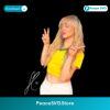 Sabrina Carpenter Peace Sign Yellow Crop Shirt Aesthetic PNG