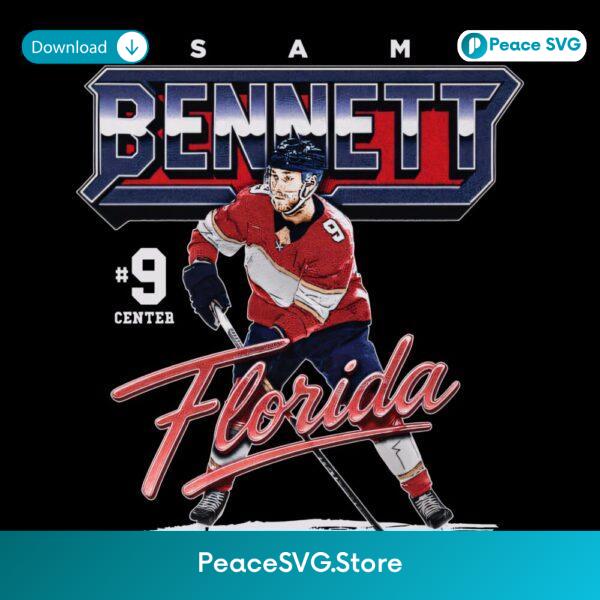 Sam Bennett Florida Hockey Number Nine Retro Skating Graphic PNG