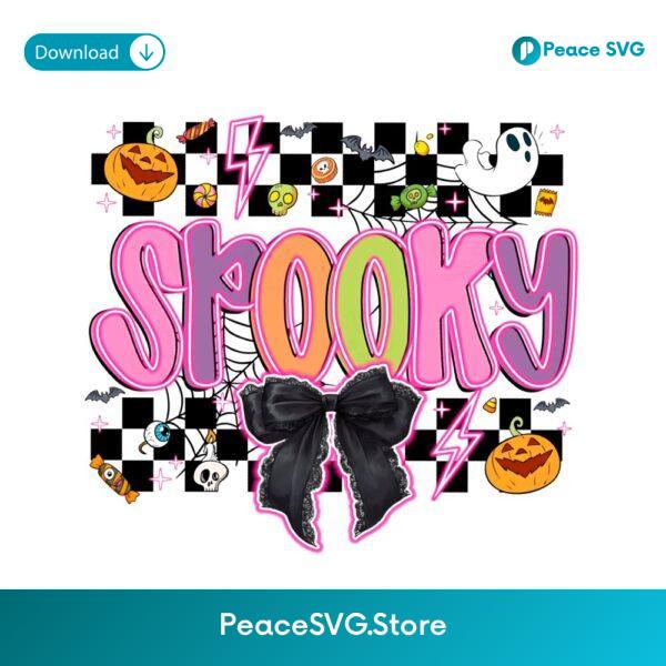 Spooky Halloween Checkered Bow Preppy Boo Coquette PNG