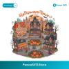 Spooky Pumpkin Town Halloween Retro Ghost Scene PNG