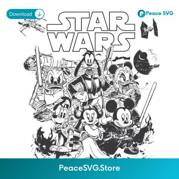 Star Wars Mickey And Friends Jedi Battle Vintage Disneyland Trip PNG