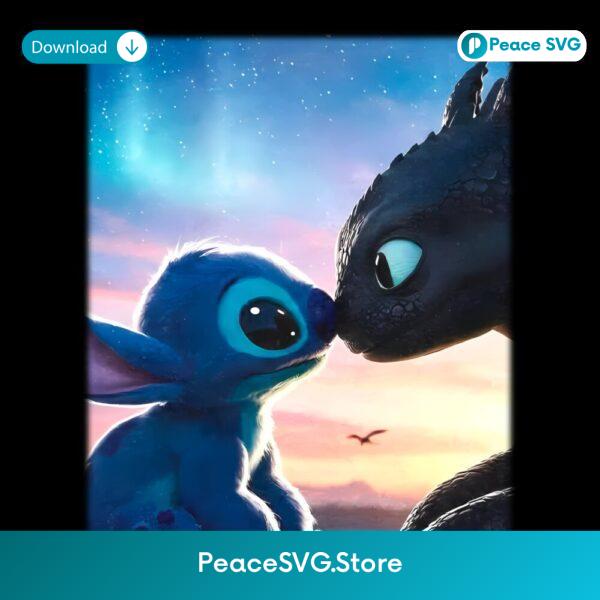 Stitch And Night Fury Sunset Nose Touch PNG