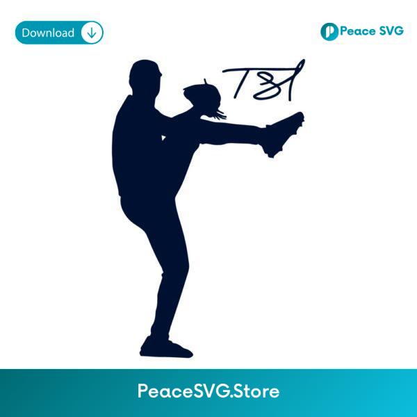 Tarik Skubal Baseball Pitcher Silhouette Pose Throwing SVG