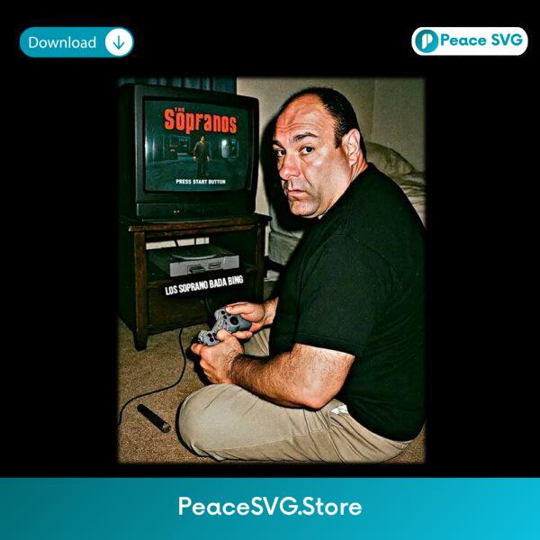 The Sopranos Tony Playing Video Game Retro Graphic PNG