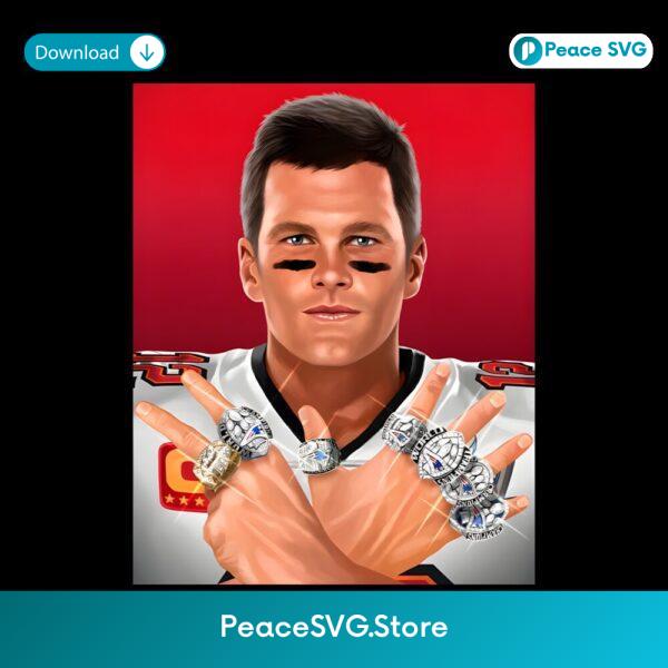 Tom Brady Championship Rings Portrait Football Legend Art PNG
