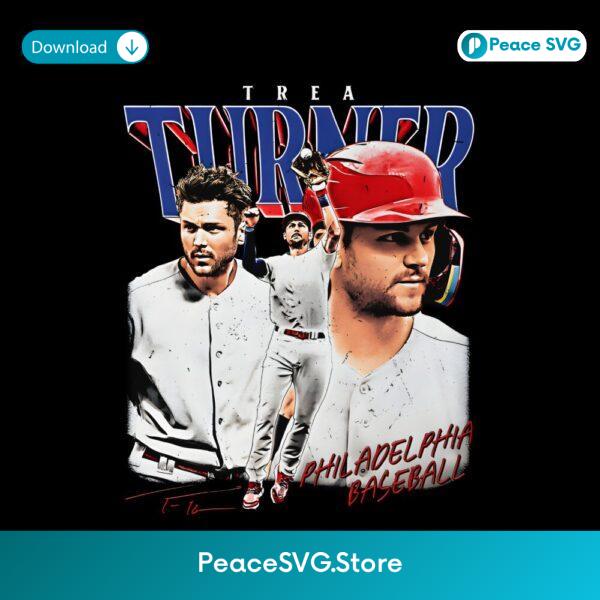 Trea Turner Philadelphia Baseball Retro Player Collage PNG