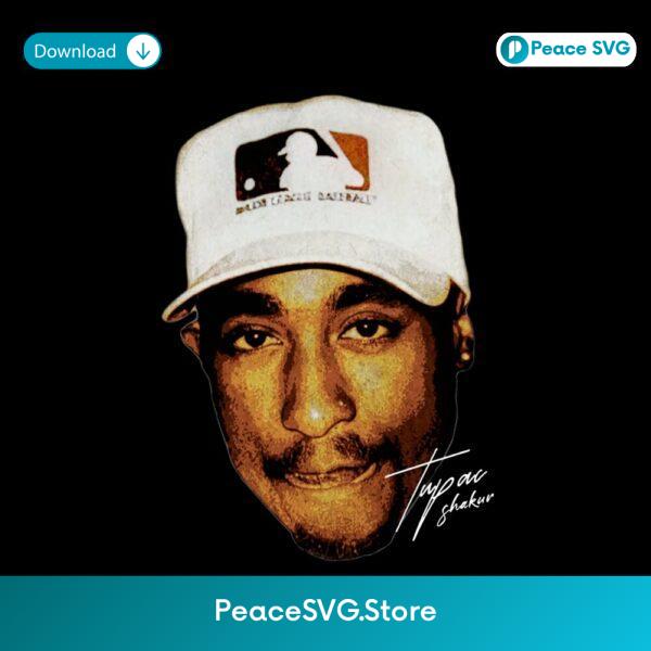 Tupac Shakur White Cap Vintage Hip Hop Portrait Music Graphic PNG