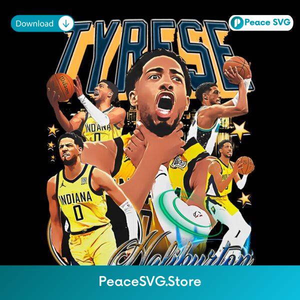 Tyrese Haliburton Indiana Pacers Basketball Player Vintage Graphic PNG