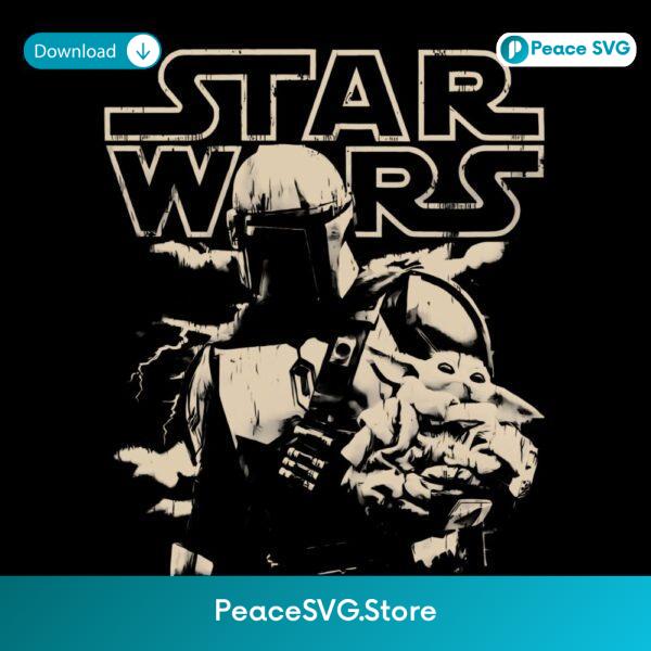 Vintage Mandalorian Grogu Star Wars Din Djarin Pedro Pascal Graphic PNG