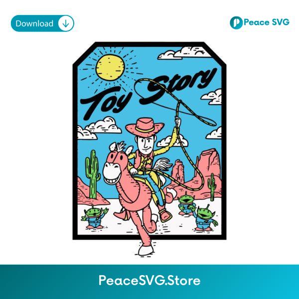 Woody Riding Bullseye Retro Toy Story Alien Cowboy Adventure Design SVG