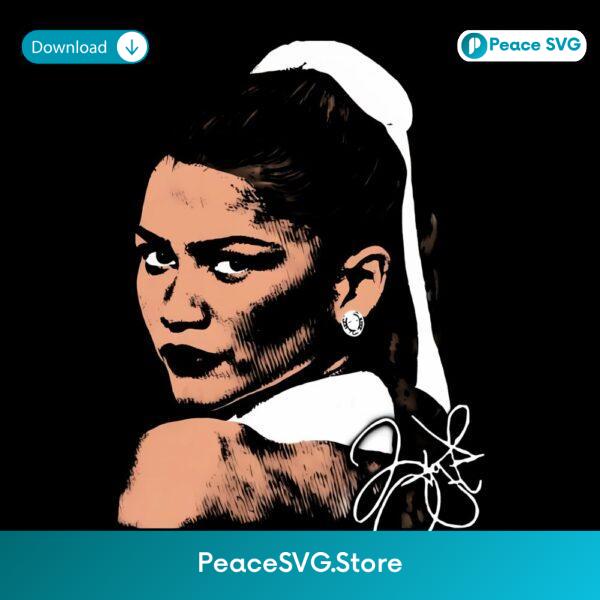 Zendaya Back Pose Graphic Retro Style Fan Art PNG